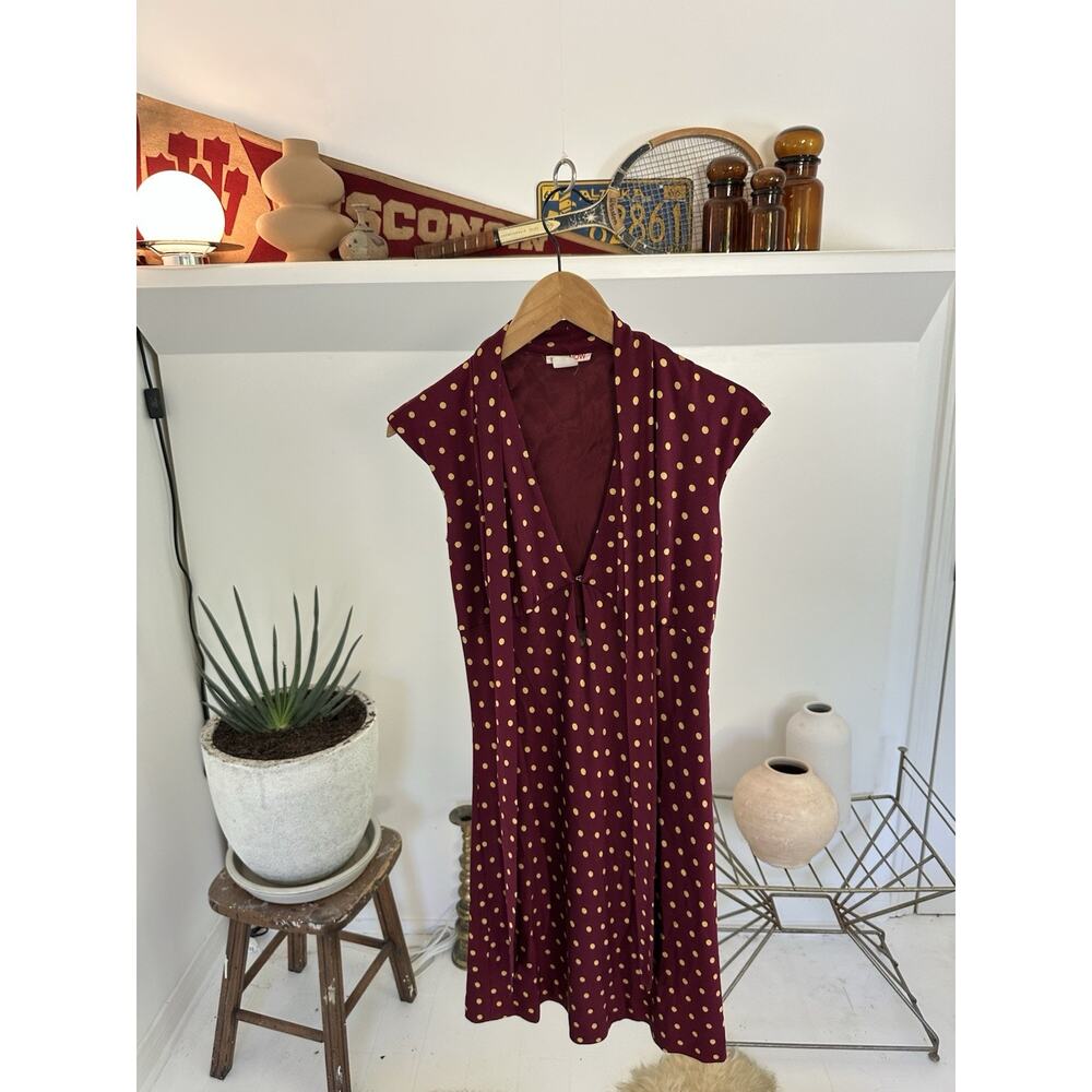 Vintage 90s In the Now Polka Dot Dress Size 4 100% Silk